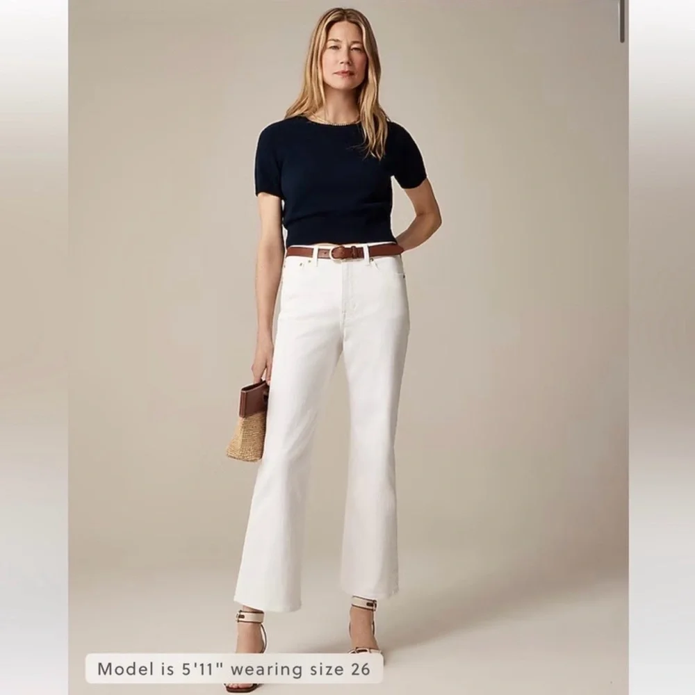 NWT J. Crew Petite High-rise Kickout Jean White